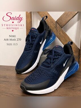 Nike Air Max 270 Navy Blue Men’s Sneakers Size 11.5 Athletic Running Shoes